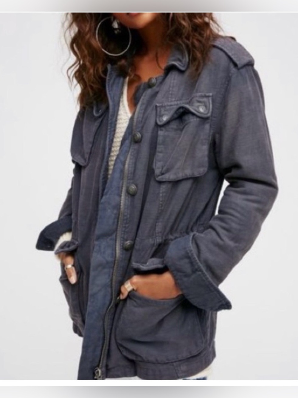 Free People Not Your Brother’s Surplus Jacket XS Blue Utility Cargo Military